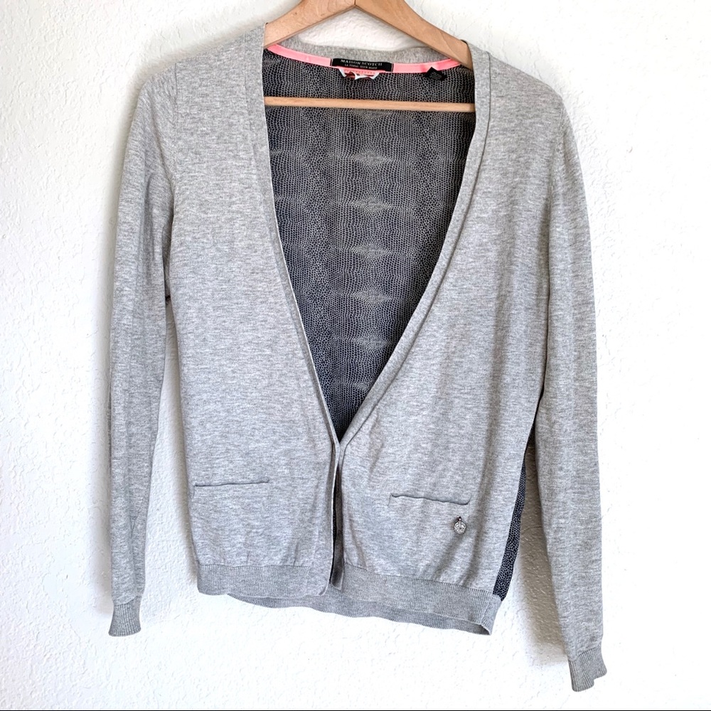Maison Scotch gray/blue single button cardigan